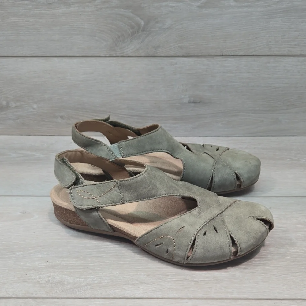 Earth Origins Women's Birdine Green Leather Sandals Shoes Sz 8M